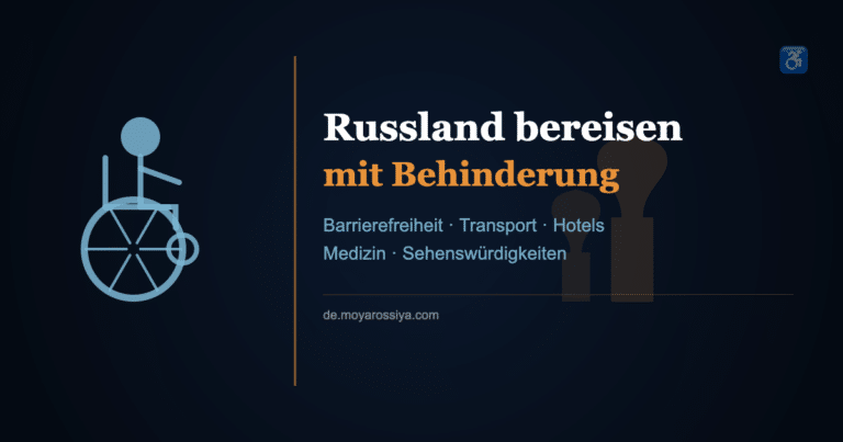 Rollstuhlfahrer vor russischer Architektur – Barrierefreiheit in Russland