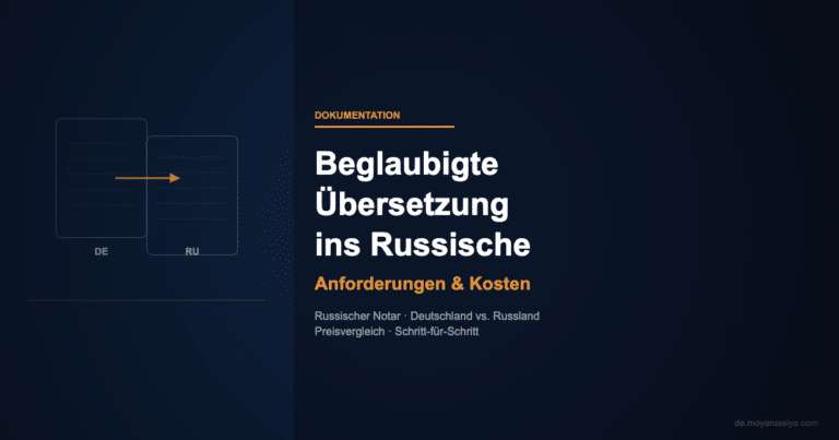 Dokument mit russischer Übersetzung und Notarsiegel