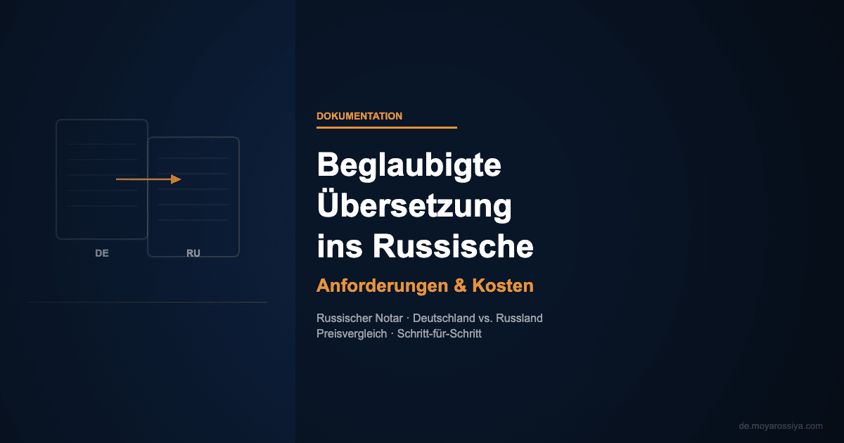 Dokument mit russischer Übersetzung und Notarsiegel