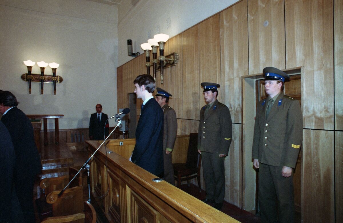 Mathias Rust bei der Urteilsverkündung vor dem Obersten Gericht der UdSSR
