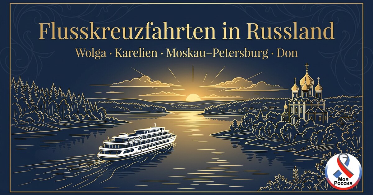 Flusskreuzfahrtschiff auf der Wolga im Abendlicht