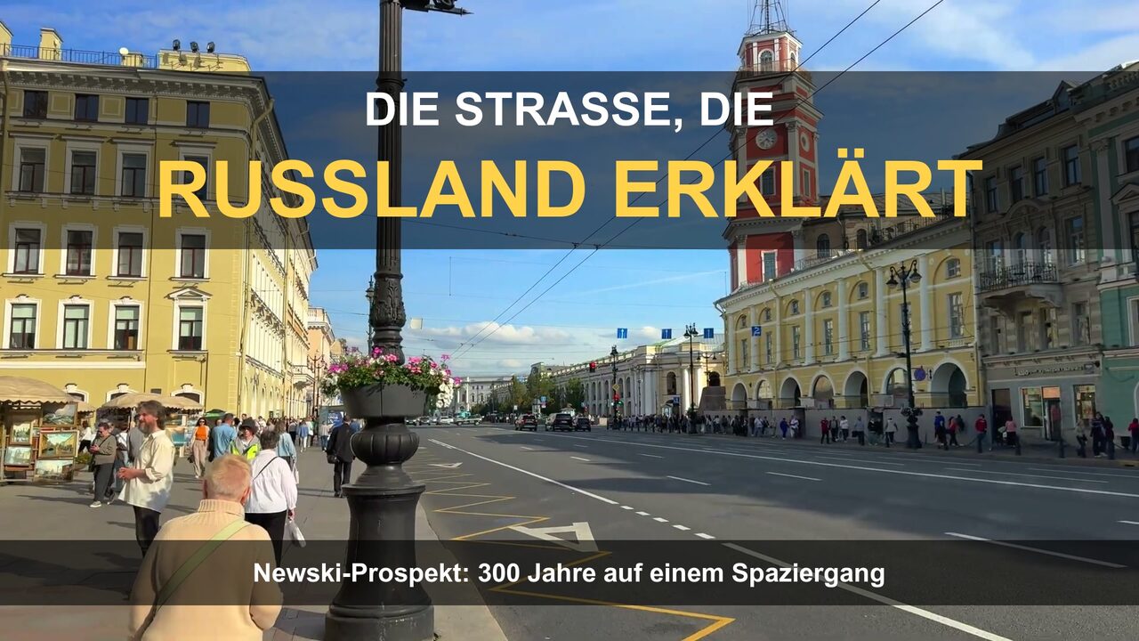 Der Newski-Prospekt in Sankt Petersburg mit dem Turm der Stadtduma – Videoporträt der Hauptstraße der Stadt