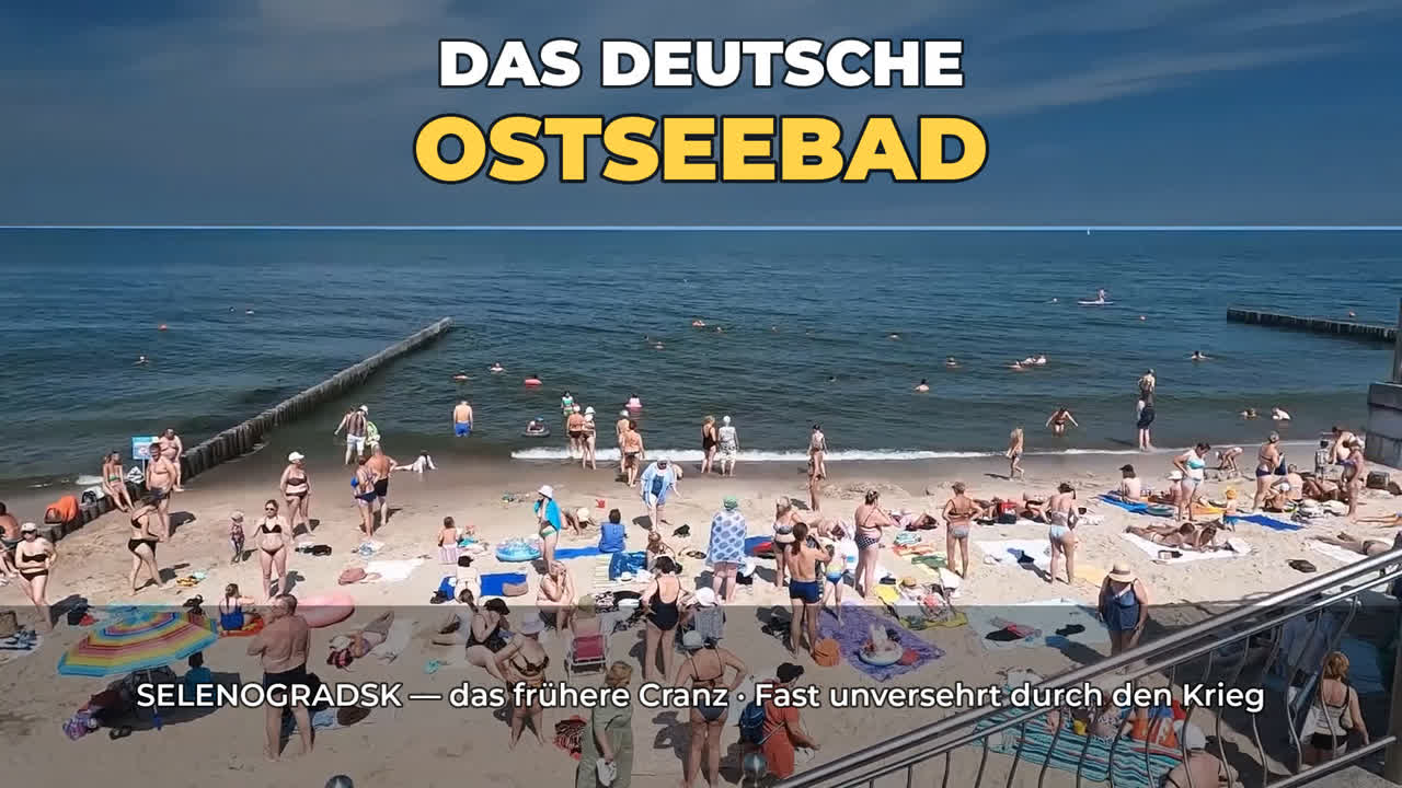 Der volle Ostseestrand von Selenogradsk, dem früheren Seebad Cranz – Videoporträt der Stadt
