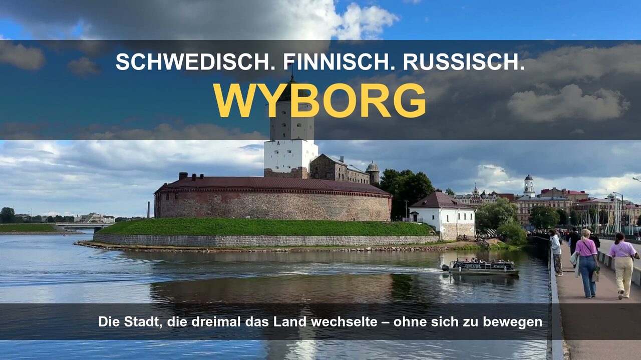 Die Burg von Wyborg mit dem Sankt-Olafs-Turm auf ihrer Felseninsel – Videoporträt der Stadt im Leningrader Gebiet